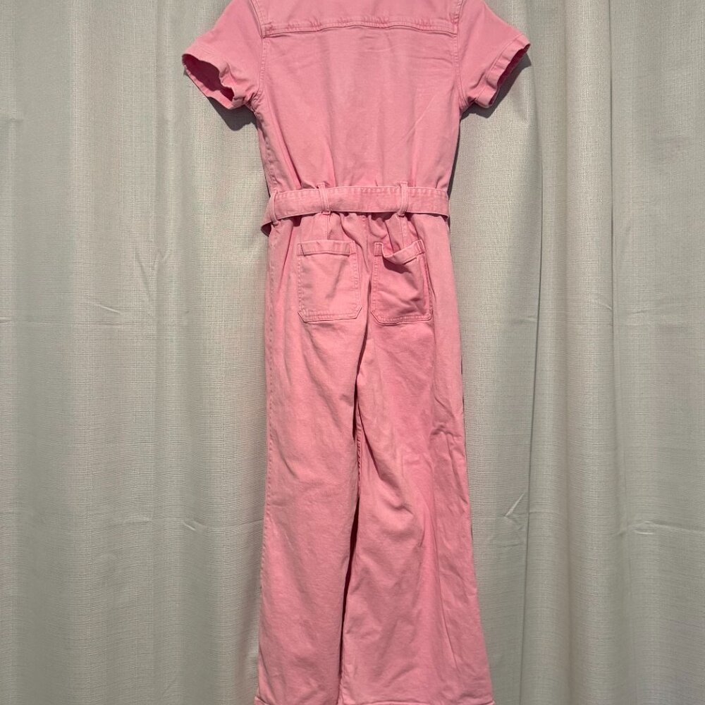 GAP Kids Pink Denim Belted Jumpsuit Romper Size 14 Girl - Picture 8 of 9